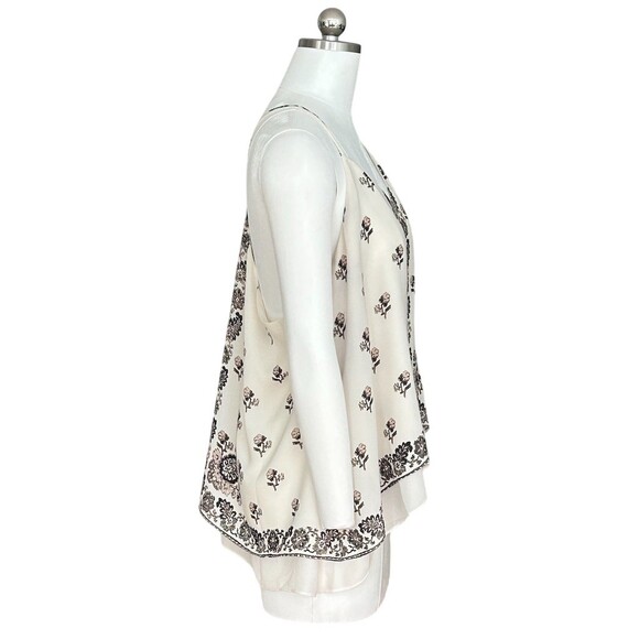 maurices Tank Top Womens XL Ivory Floral Border Print Swing Cami Boho - Picture 7 of 10